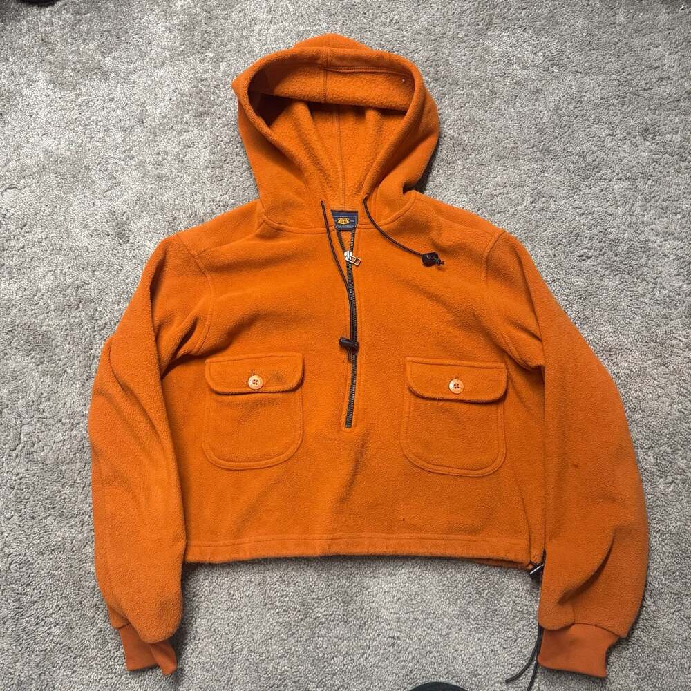 Route 66 Original Clothing Co. Orange Fleece Quarter-Zip Cropped Hoodie